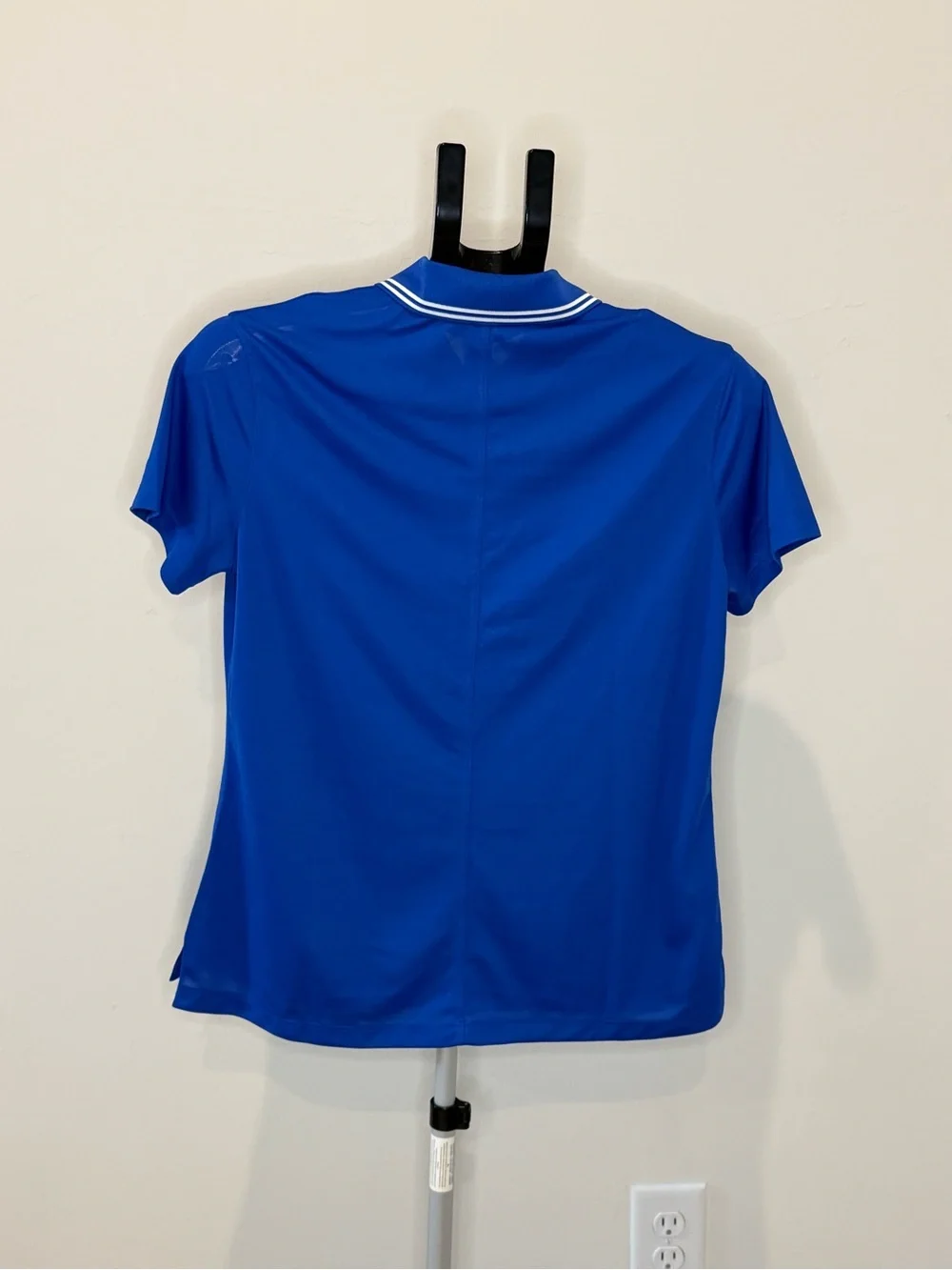 Nike Dri-FIT Women’s Golf Polo Medium Royal Blue White Stripe Collar Standard Fi